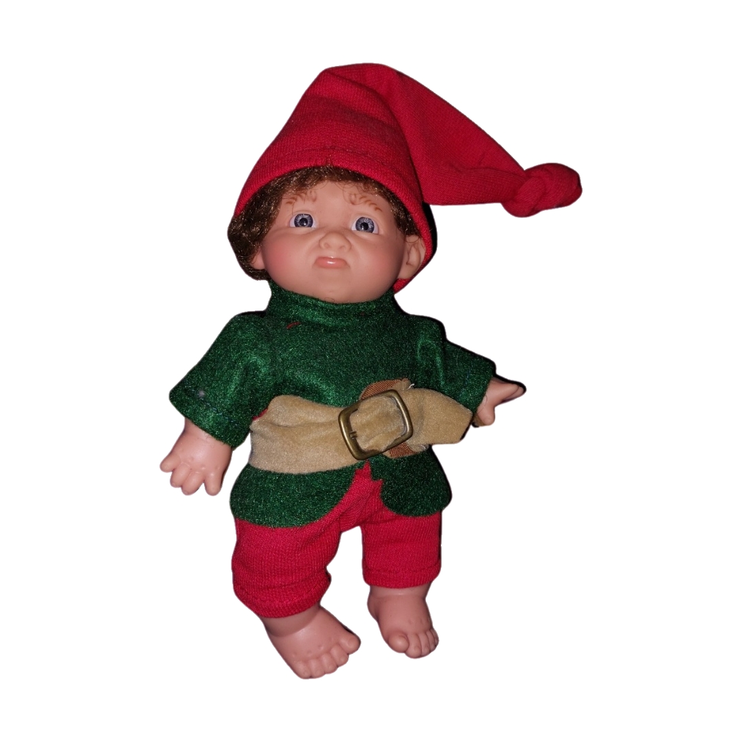 20241122_224114_0000 Lellīte rūķīša apģērbā ar drūmu seju 18cm - Image 1